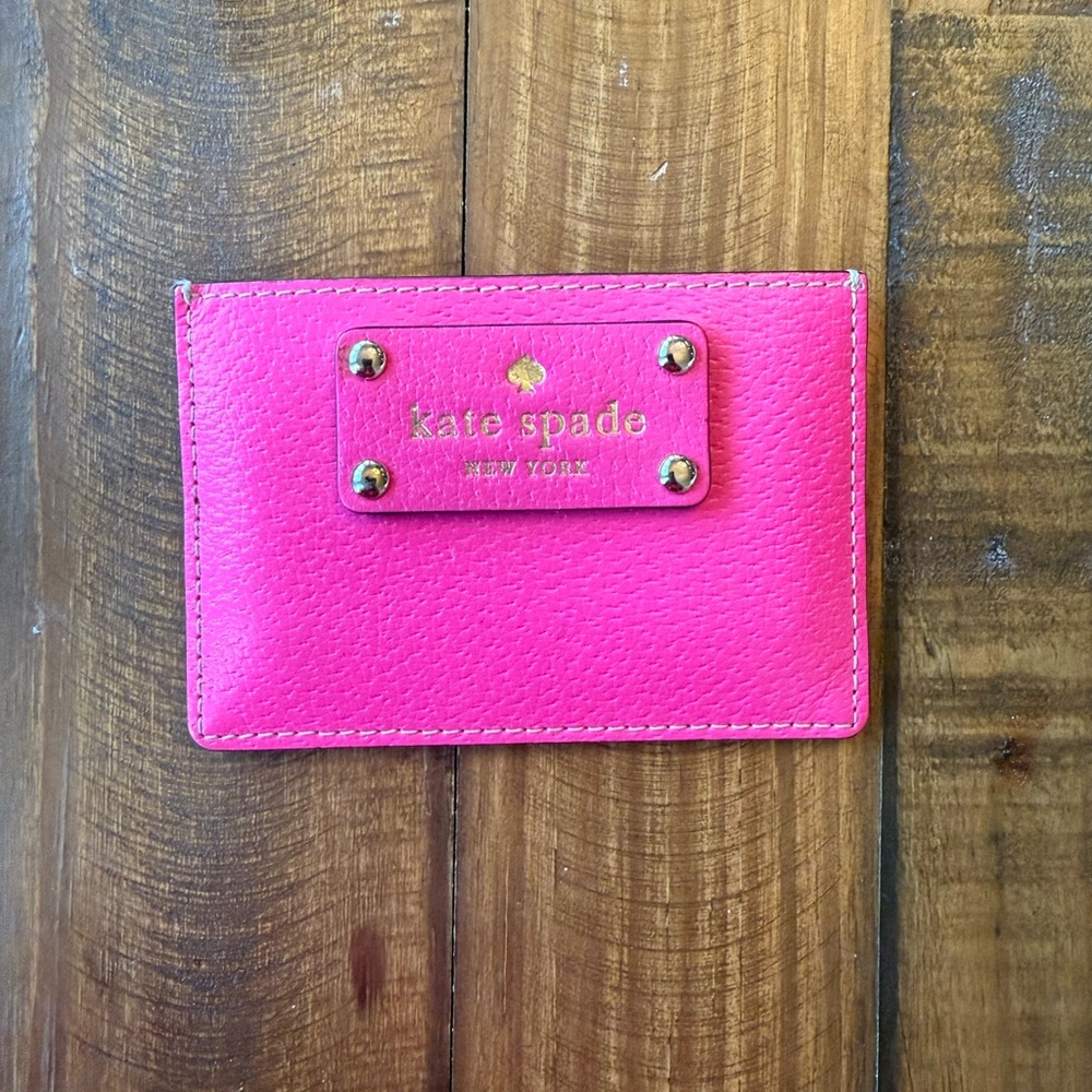 Kate Spade Fuchsia Card Case with Gold Accents